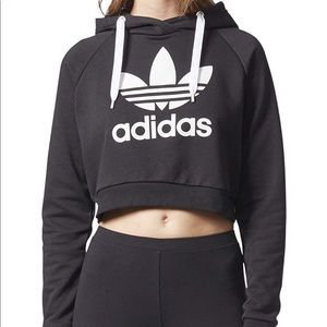 Black Adidas Logo Cropped Sweatshirt